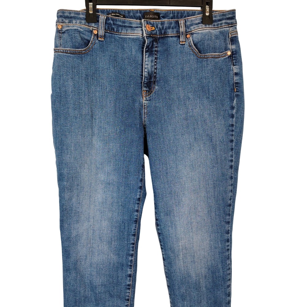 Talbots Women 14 Slim Ankle Jeans Medium Wash High Rise Stretch Denim